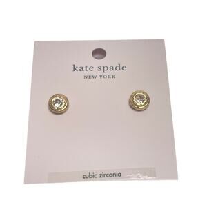 kate spade new york bezel cz hammered round stud earrings